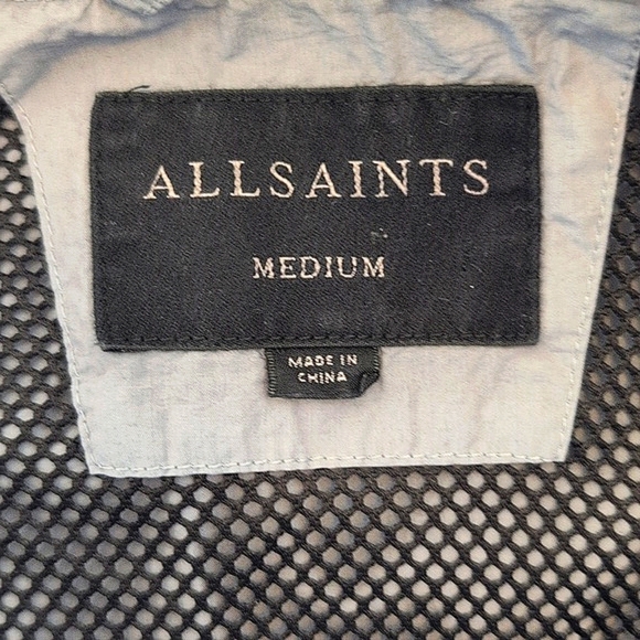 AllSaints Mens Medium Amerson Jacket Windbreaker Gray Lightweight Outdoors - Picture 7 of 8